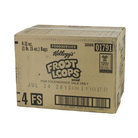 KELLOGGS Kellogg's Froot Loops Cereal Kosher 31 oz. Bags, PK4 3800001791